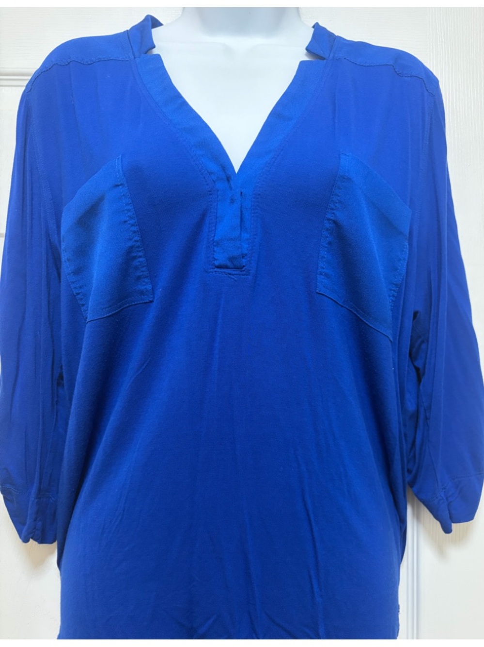 Calvin Klein Women's Royal Blue V-Neck Blouse
